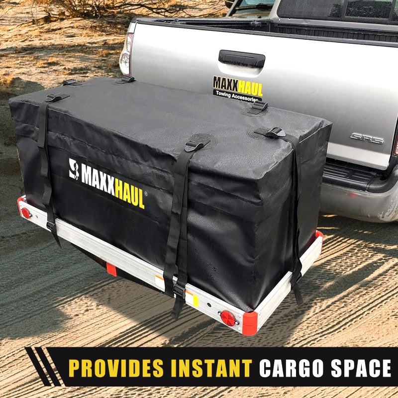 MaxxHaul 70209 Soft Shell Cargo Carrier Bag for Hitch Mount Cargo Rack - Heavy Duty and Water Resistant 47 inch 20 inch x 20 inch Black with Tie Down Straps - Image 5